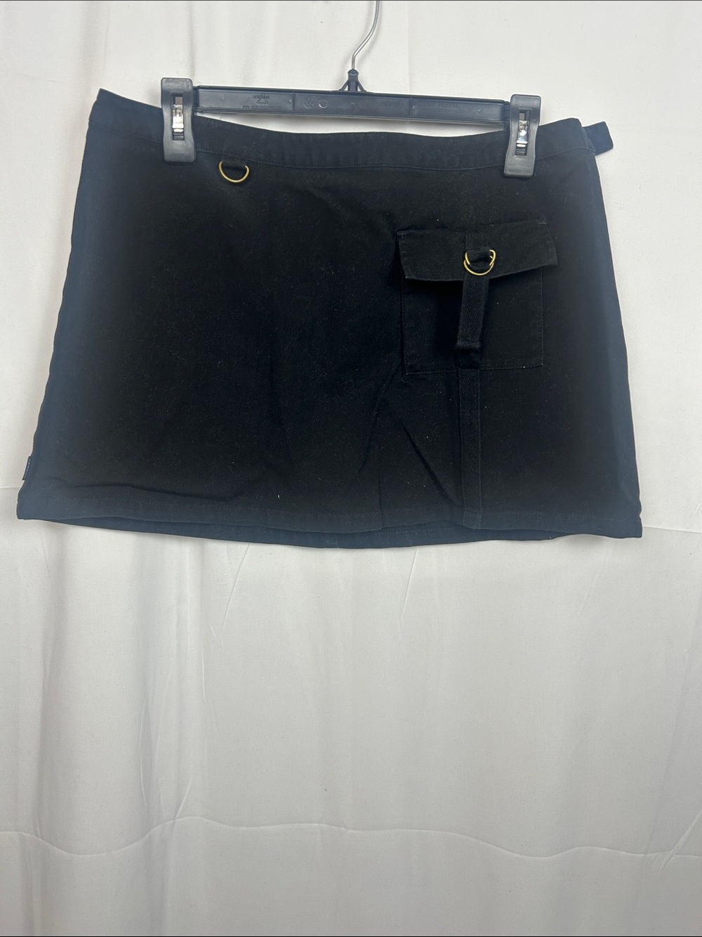 Anne Cole Black Mini Skirt with Utility Pocket and Ring Accents
